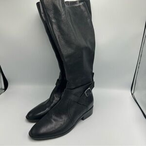 Naturalizer RENA Wide Calf Tall Knee High Boots Black Pebbled Leather 6M NEW